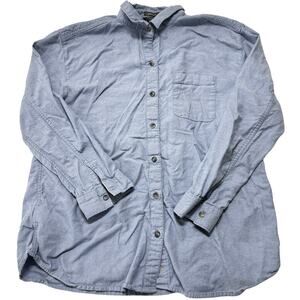 Eddie Bauer Boyfriend Shirt Women Size M Blue Button Up Long Sleeve Cotton PILL